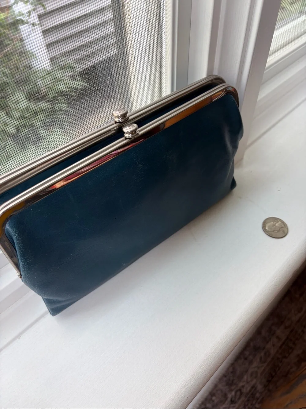 Hobo Lauren Clutch Wallet leather lapis blue navy
